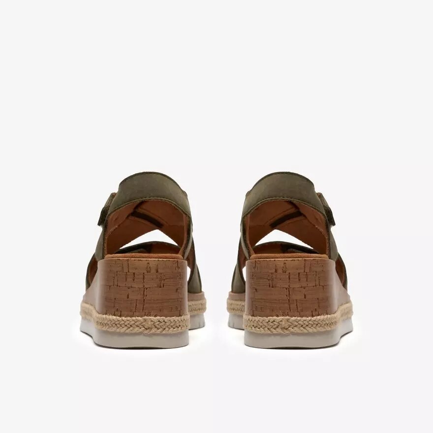 Cuñas Kidiki Sun para mujer, en nubuck verde oliva oscuro Cuñas Kidiki Sun para mujer, en nubuck verde oliva oscuro