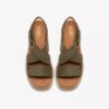 Cuñas Kidiki Sun para mujer, en nubuck verde oliva oscuro Cuñas Kidiki Sun para mujer, en nubuck verde oliva oscuro