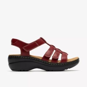 Cuñas Merliah2 para mujer en piel rojo rubí