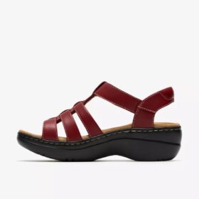 Cuñas Merliah2 para mujer en piel rojo rubí