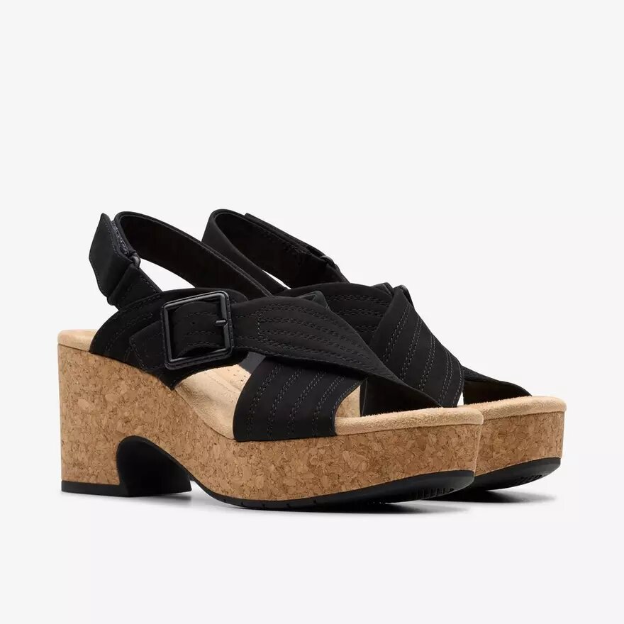 Cuñas Nerisa West de nubuck negro para mujer Cuñas Nerisa West de nubuck negro para mujer