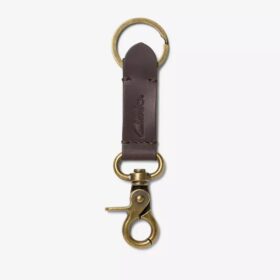 Llavero de cuero engrasado para hombre, marrón, con cartera