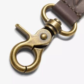 Llavero de cuero engrasado para hombre, marrón, con cartera
