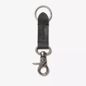 Llaveros de cuero engrasado para hombre, carteras negras