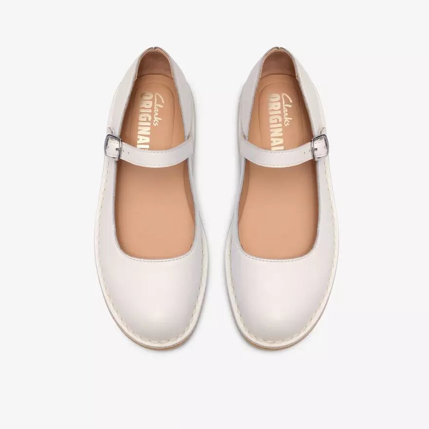 Merceditas «Desert Jane» de piel blanca para mujer Merceditas «Desert Jane» de piel blanca para mujer