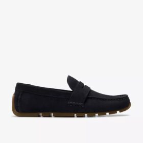 Mocasines Corsley Bar de ante azul marino para hombre