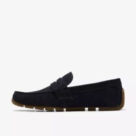 Mocasines Corsley Bar de ante azul marino para hombre