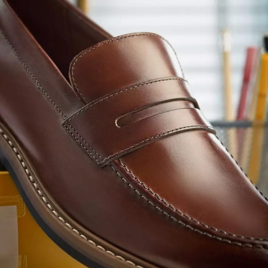 Mocasines de cuero de color tostado medio para hombre Aldwin Step Mocasines de cuero de color tostado medio para hombre Aldwin Step