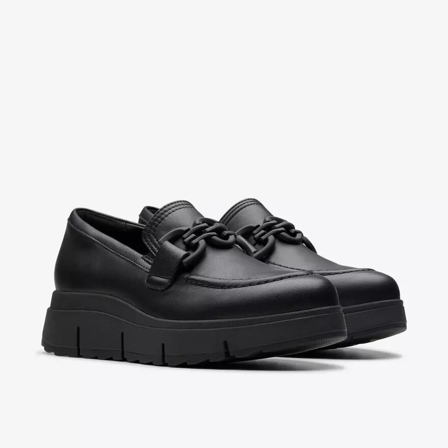 Mocasines de piel negros Loriini Izzy para mujer Mocasines de piel negros Loriini Izzy para mujer