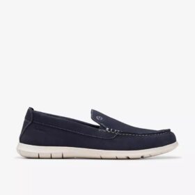 Mocasines de verano sin cordones Flexway Step para hombre, de ante azul marino