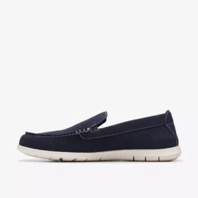 Mocasines de verano sin cordones Flexway Step para hombre, de ante azul marino