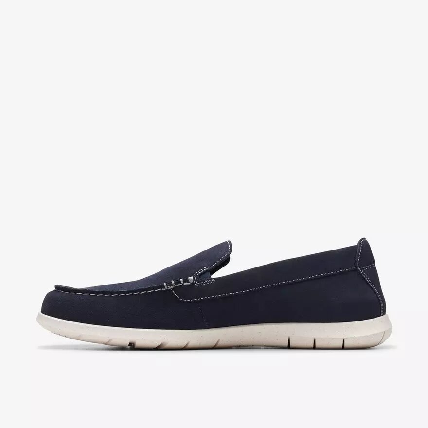 Mocasines de verano sin cordones Flexway Step para hombre, de ante azul marino Mocasines de verano sin cordones Flexway Step para hombre, de ante azul marino