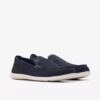 Mocasines de verano sin cordones Flexway Step para hombre, de ante azul marino Mocasines de verano sin cordones Flexway Step para hombre, de ante azul marino