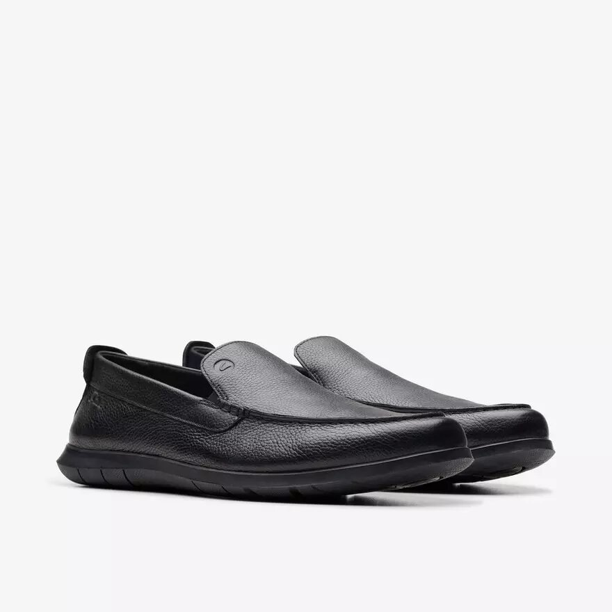 Mocasines Flexway Step de cuero negro para hombre Mocasines Flexway Step de cuero negro para hombre