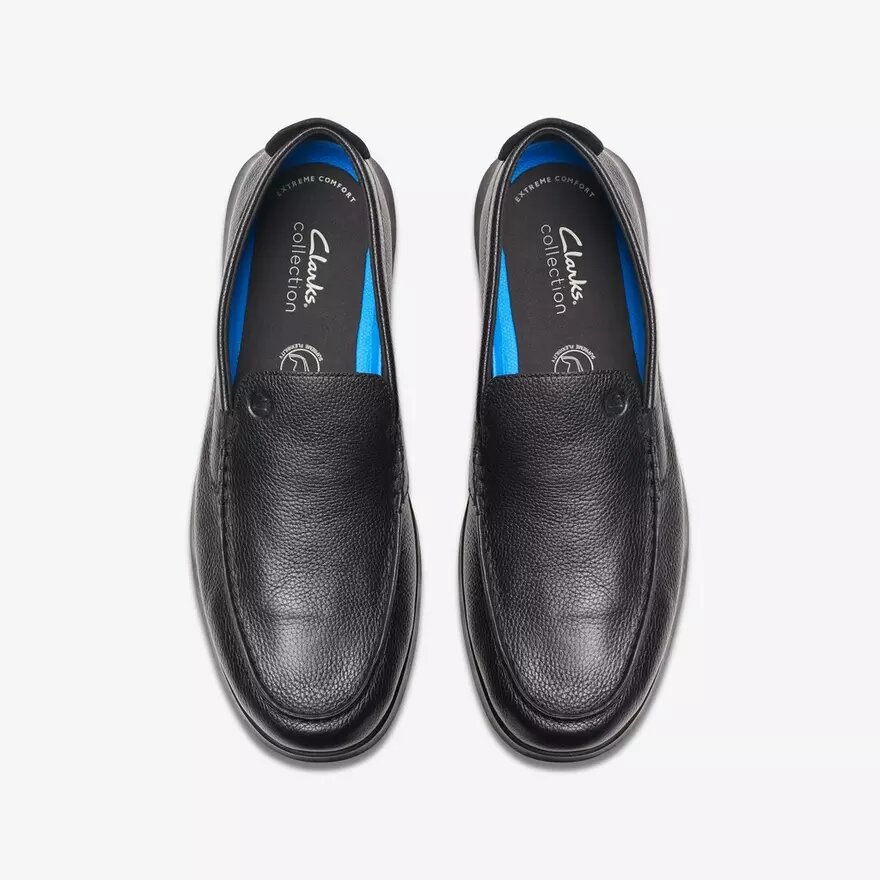 Mocasines Flexway Step de cuero negro para hombre Mocasines Flexway Step de cuero negro para hombre