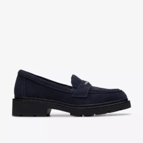 Mocasines Lauryl Step de ante azul marino para mujer