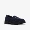 Mocasines Lauryl Step de ante azul marino para mujer