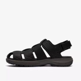 Sandalia de cuero negro Guideview Cove para hombre