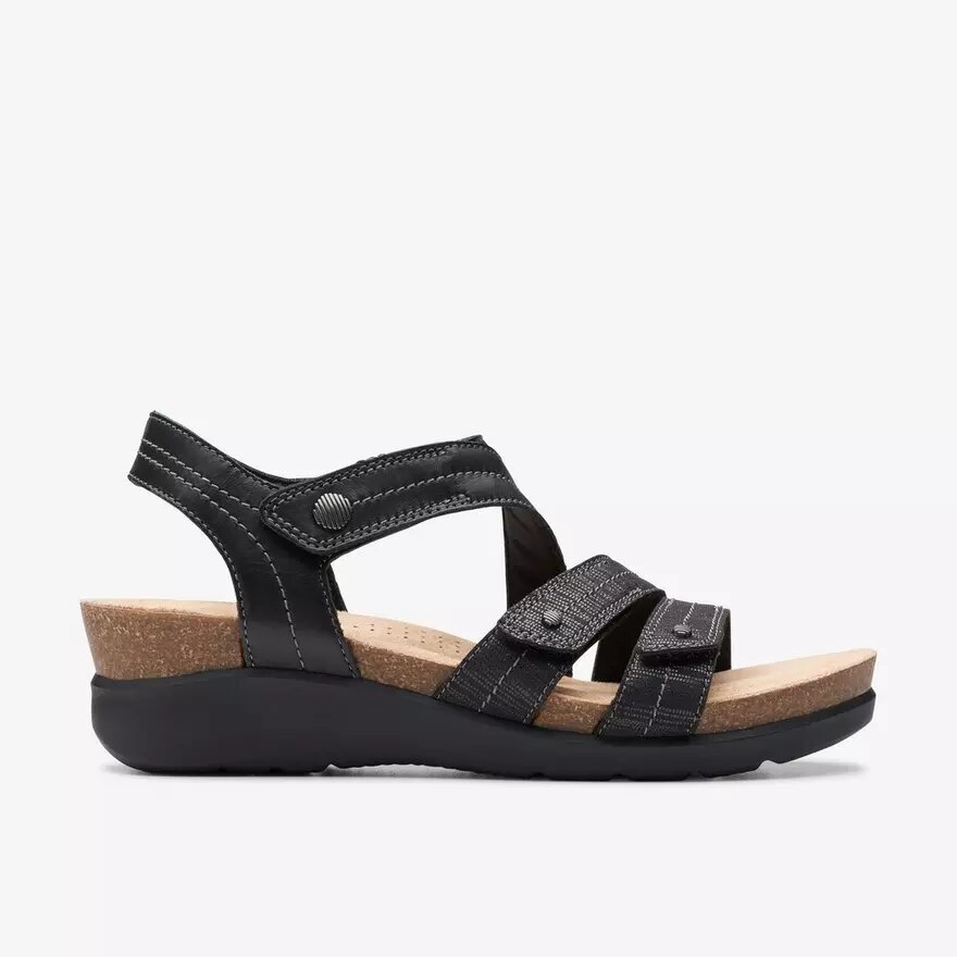 Sandalias de cuña Calenne Clara para mujer en negro Sandalias de cuña Calenne Clara para mujer en negro