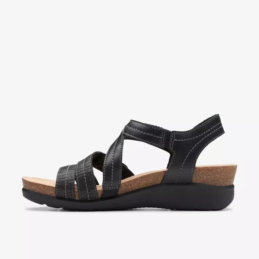 Sandalias de cuña Calenne Clara para mujer en negro Sandalias de cuña Calenne Clara para mujer en negro