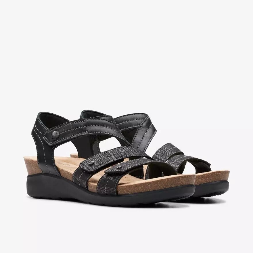 Sandalias de cuña Calenne Clara para mujer en negro Sandalias de cuña Calenne Clara para mujer en negro