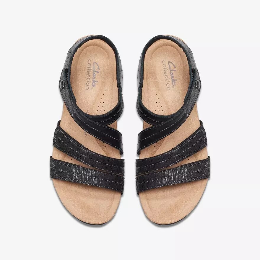 Sandalias de cuña Calenne Clara para mujer en negro Sandalias de cuña Calenne Clara para mujer en negro