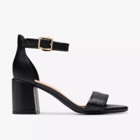 Sandalias de tacón Ezoria Mae de piel negra para mujer