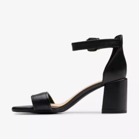 Sandalias de tacón Ezoria Mae de piel negra para mujer
