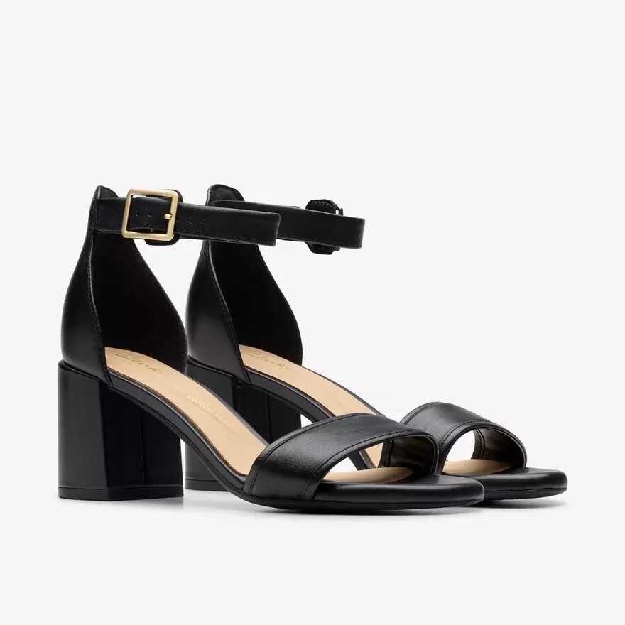Sandalias de tacón Ezoria Mae de piel negra para mujer Sandalias de tacón Ezoria Mae de piel negra para mujer