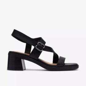 Sandalias de tacón Jaylan Sol de piel negra para mujer