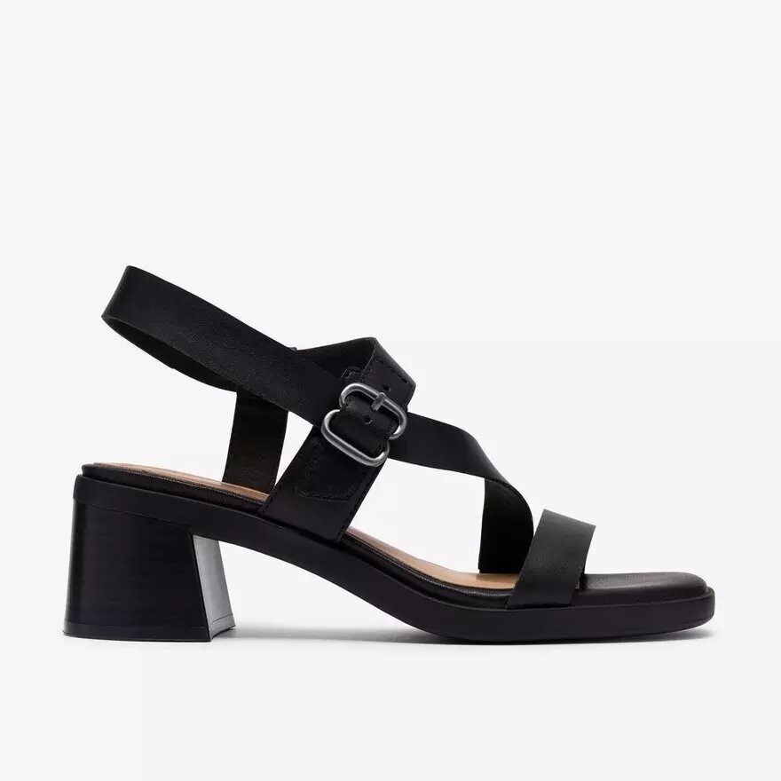 Sandalias de tacón Jaylan Sol de piel negra para mujer Sandalias de tacón Jaylan Sol de piel negra para mujer