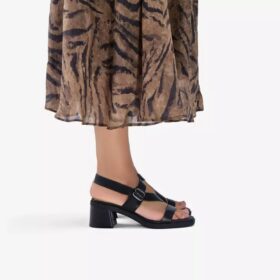 Sandalias de tacón Jaylan Sol de piel negra para mujer