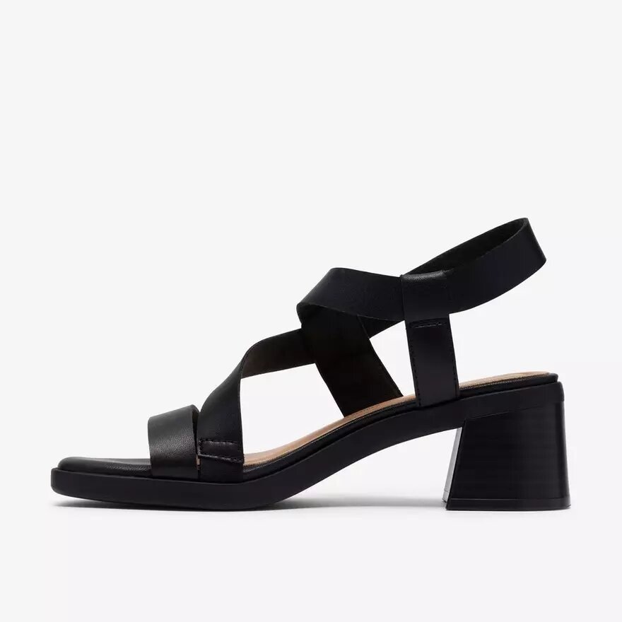 Sandalias de tacón Jaylan Sol de piel negra para mujer Sandalias de tacón Jaylan Sol de piel negra para mujer