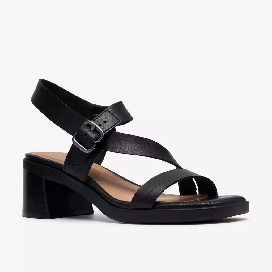 Sandalias de tacón Jaylan Sol de piel negra para mujer Sandalias de tacón Jaylan Sol de piel negra para mujer