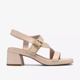 Sandalias de tacón Jaylan Sol para mujer, de piel en color blanco roto
