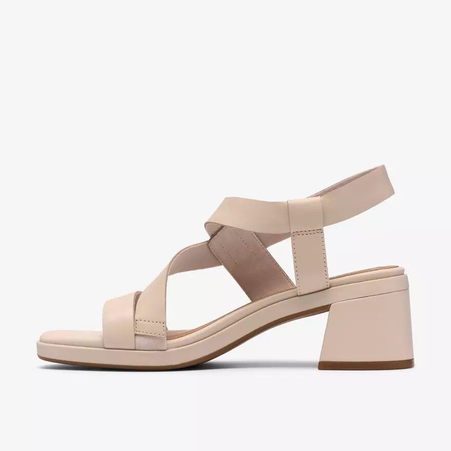 Sandalias de tacón Jaylan Sol para mujer, de piel en color blanco roto Sandalias de tacón Jaylan Sol para mujer, de piel en color blanco roto