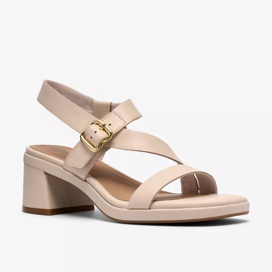 Sandalias de tacón Jaylan Sol para mujer, de piel en color blanco roto Sandalias de tacón Jaylan Sol para mujer, de piel en color blanco roto