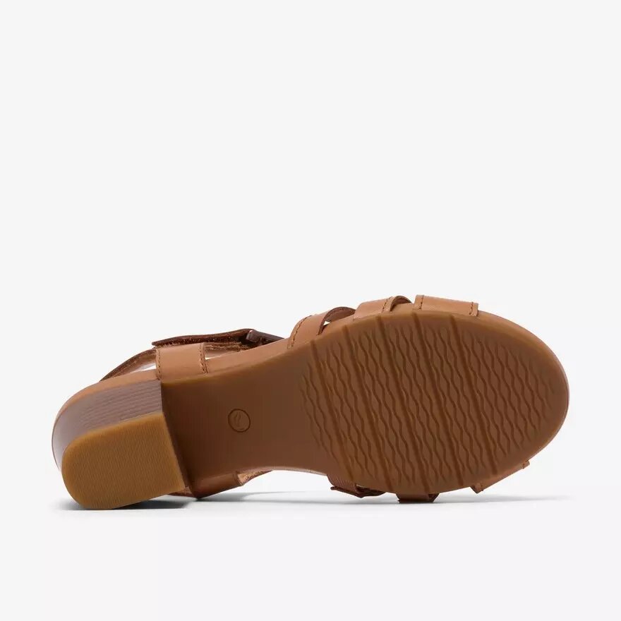 Sandalias de tacón Kymber Glow de cuero color tostado para mujer Sandalias de tacón Kymber Glow de cuero color tostado para mujer