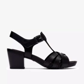 Sandalias de tacón Kymber Glow de cuero negro para mujer