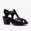 Sandalias de tacón Kymber Glow de cuero negro para mujer