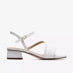 Sandalias de tiras de cuero blanco Serina35 para mujer