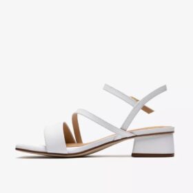 Sandalias de tiras de cuero blanco Serina35 para mujer