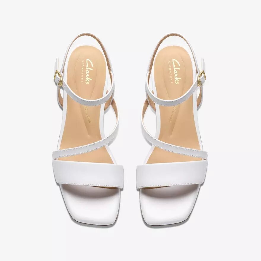 Sandalias de tiras de cuero blanco Serina35 para mujer Sandalias de tiras de cuero blanco Serina35 para mujer
