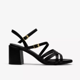 Sandalias de tiras Ezoria para mujer en piel negra