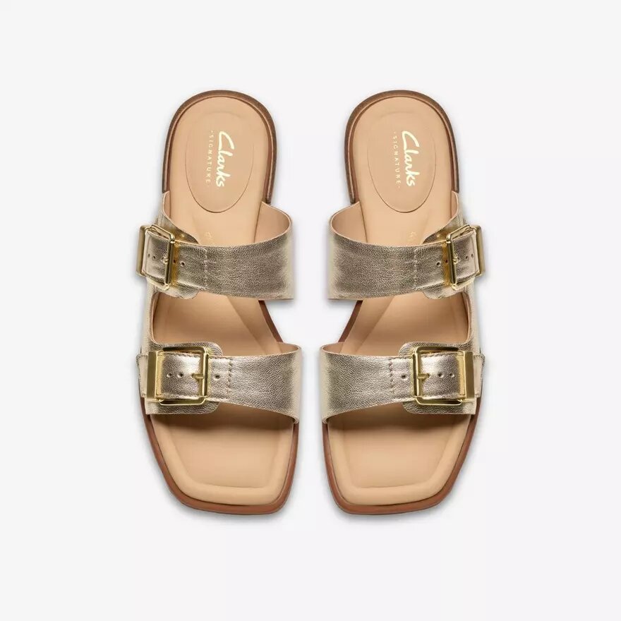 Sandalias planas Ariany Bay en dorado suave para mujer Sandalias planas Ariany Bay en dorado suave para mujer