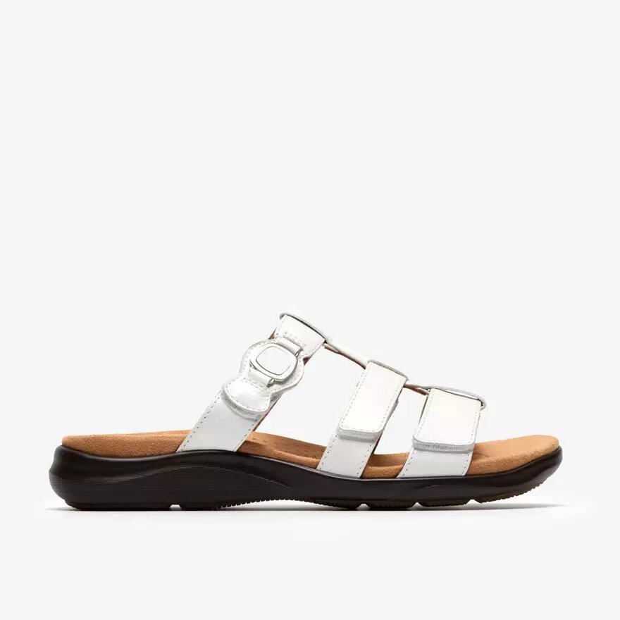 Sandalias planas de charol Kitly Pearl White para mujer Sandalias planas de charol Kitly Pearl White para mujer