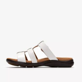 Sandalias planas de charol Kitly Pearl White para mujer
