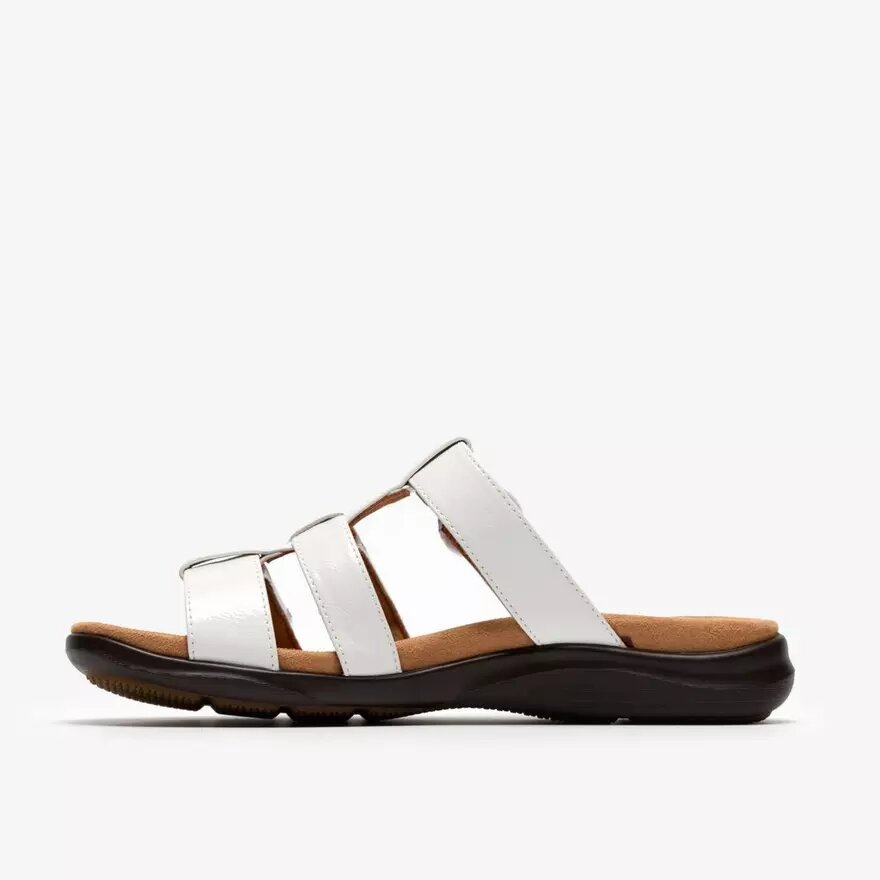 Sandalias planas de charol Kitly Pearl White para mujer Sandalias planas de charol Kitly Pearl White para mujer