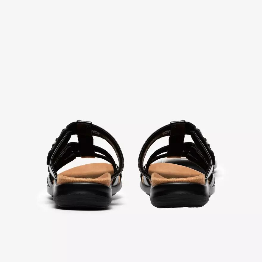 Sandalias planas de charol negro «Kitly Pearl» para mujer Sandalias planas de charol negro «Kitly Pearl» para mujer