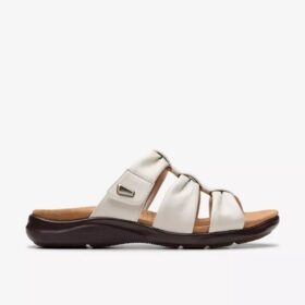 Sandalias planas de cuero color crema «Kitly Slide» para mujer